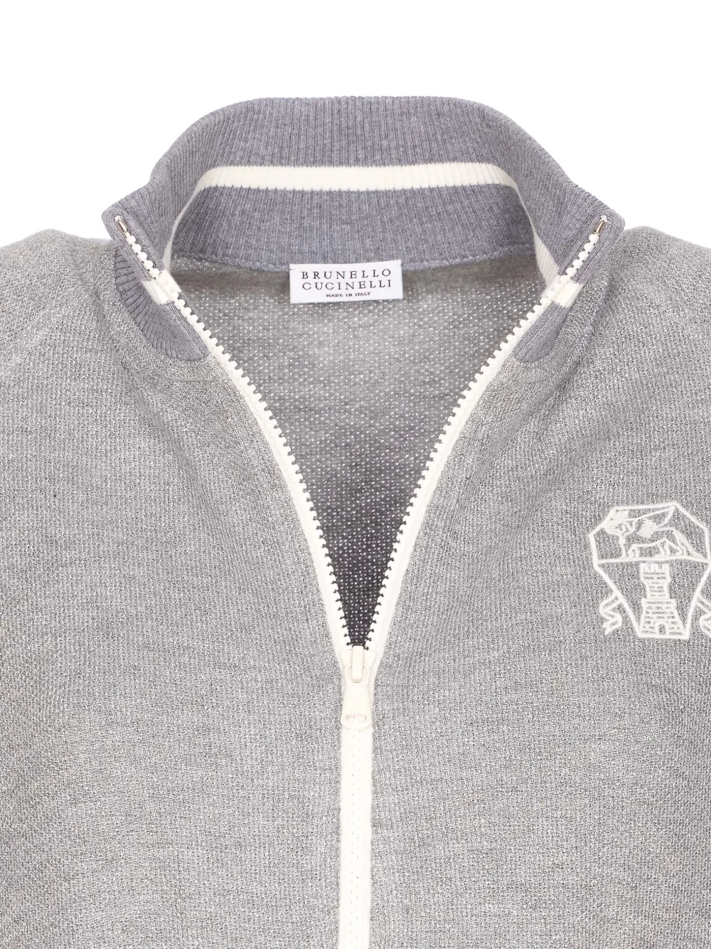 Brunello Cucinelli Sweater met geborduurd logo Grijs