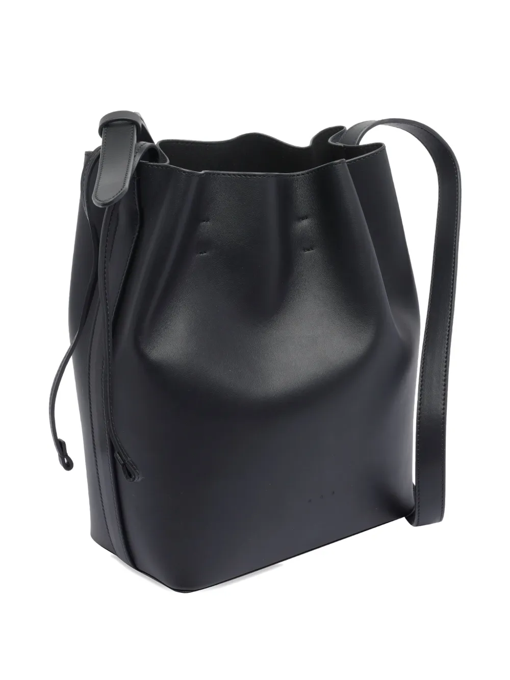 Aesther Ekme Drawstring Leather Bucket Bag In Black