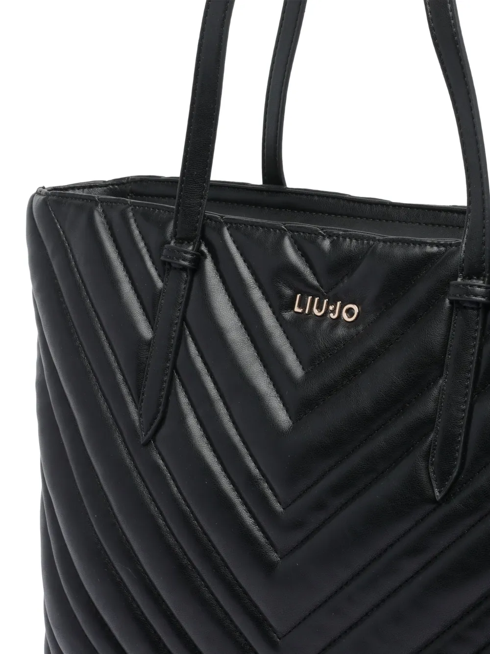 Liu •jo Chevron Pattern Quilted Tote Bag With Straps In Black