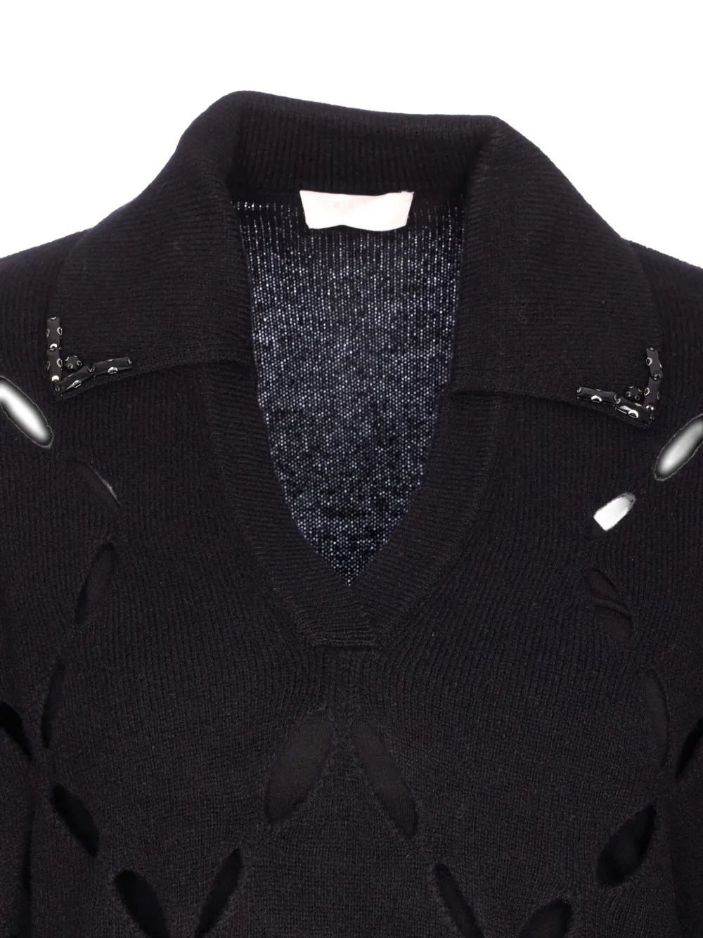 Liu •jo Cut-out V-neck Sweater In Black