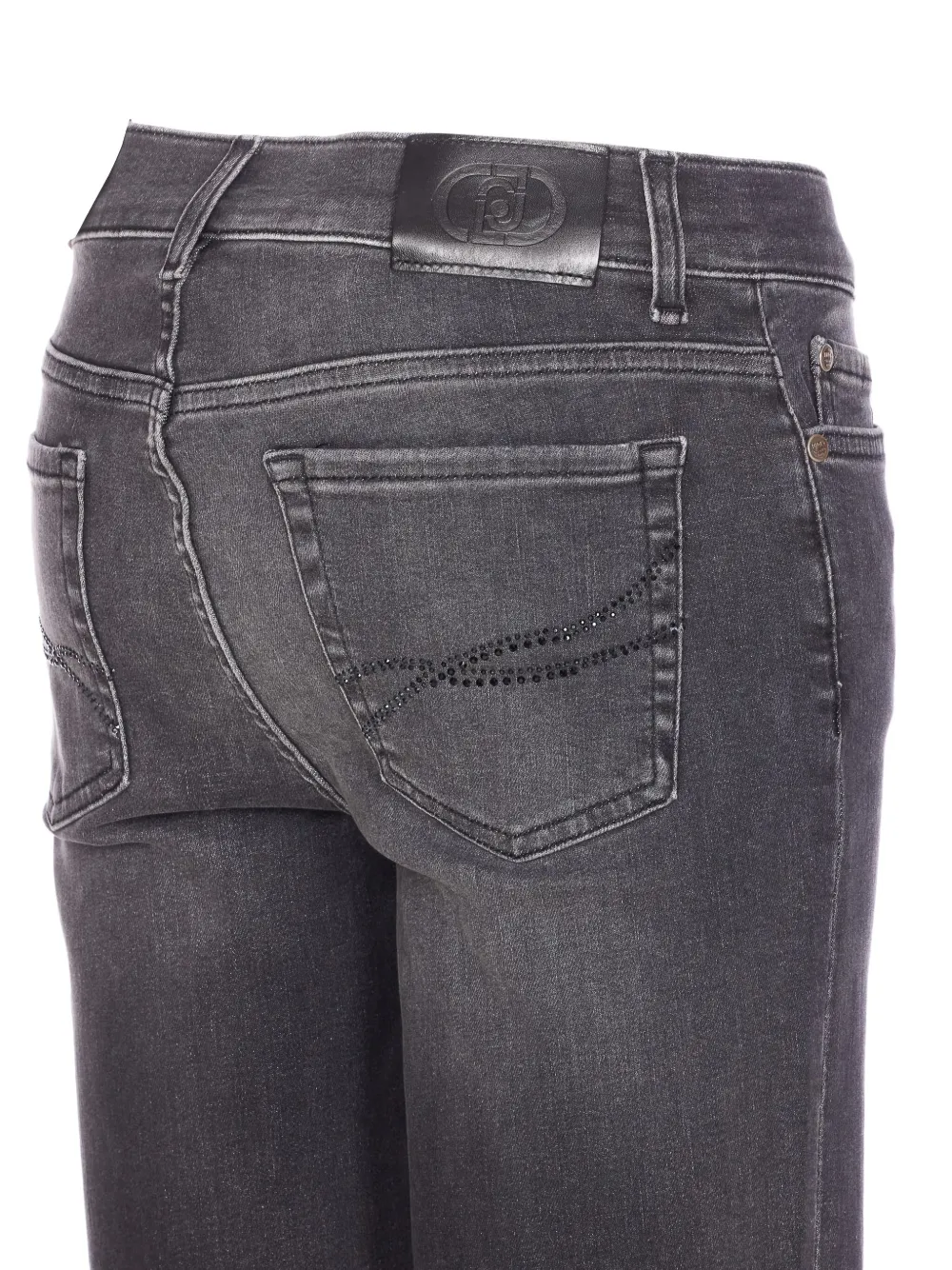 Liu •jo Faded Trousers With Belt Loops And Rivets In Gray