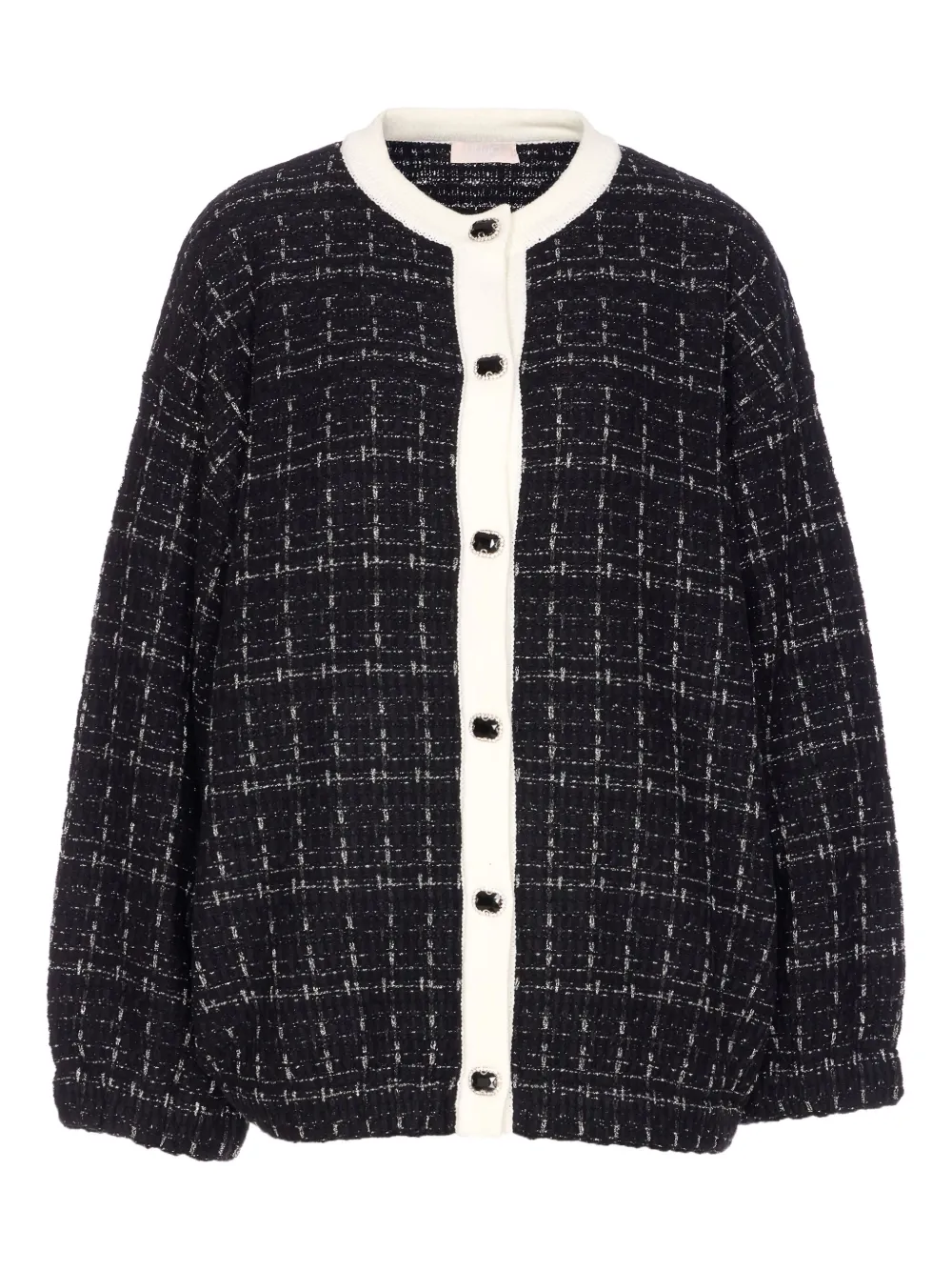 LIU JO jewel-button tweed jacket | Black | Image 1