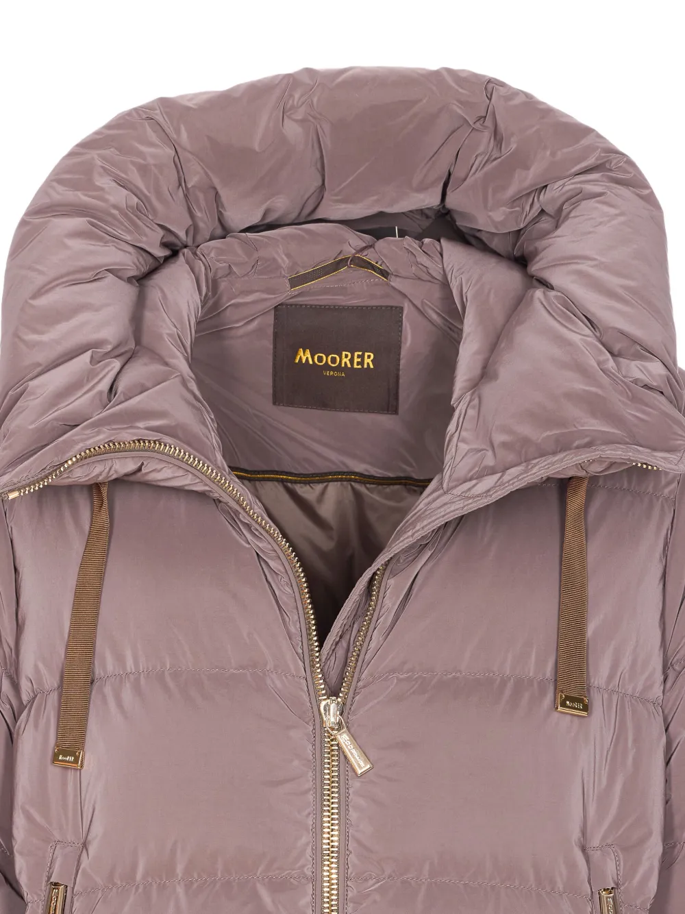Moorer Hooded Padded Jacket Zip Pockets In Pink