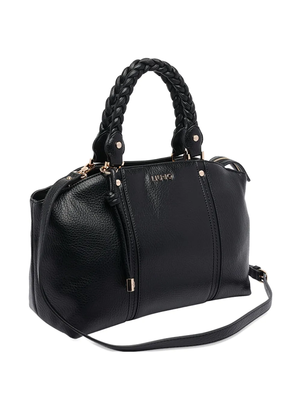 Liu •jo Braided-handle Satchel Bag In Black