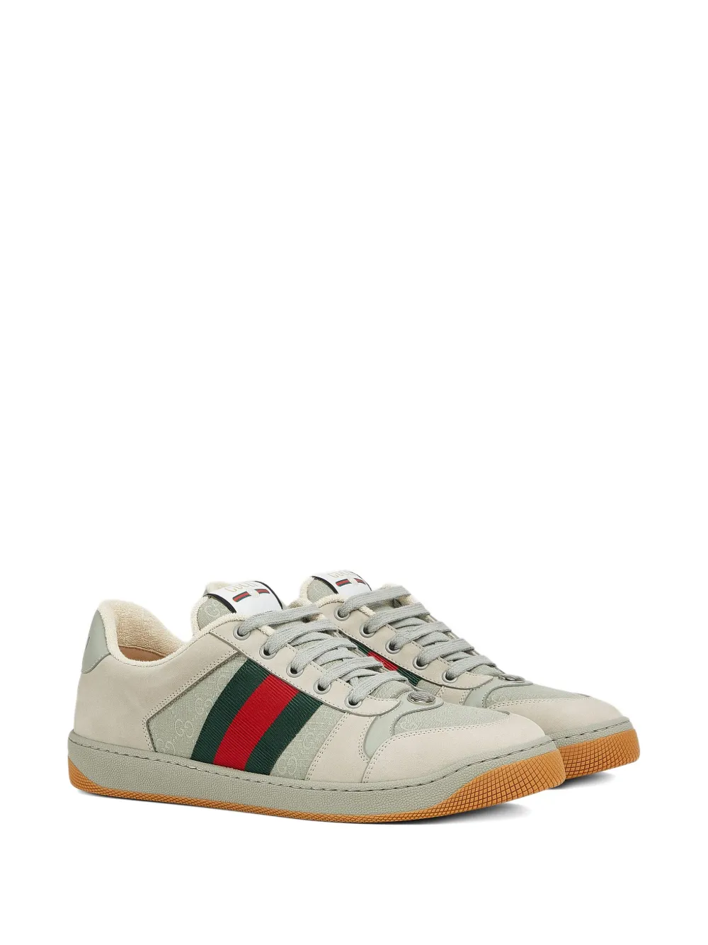 Gucci GG-pattern Web Stripe lace-up sneakers Green