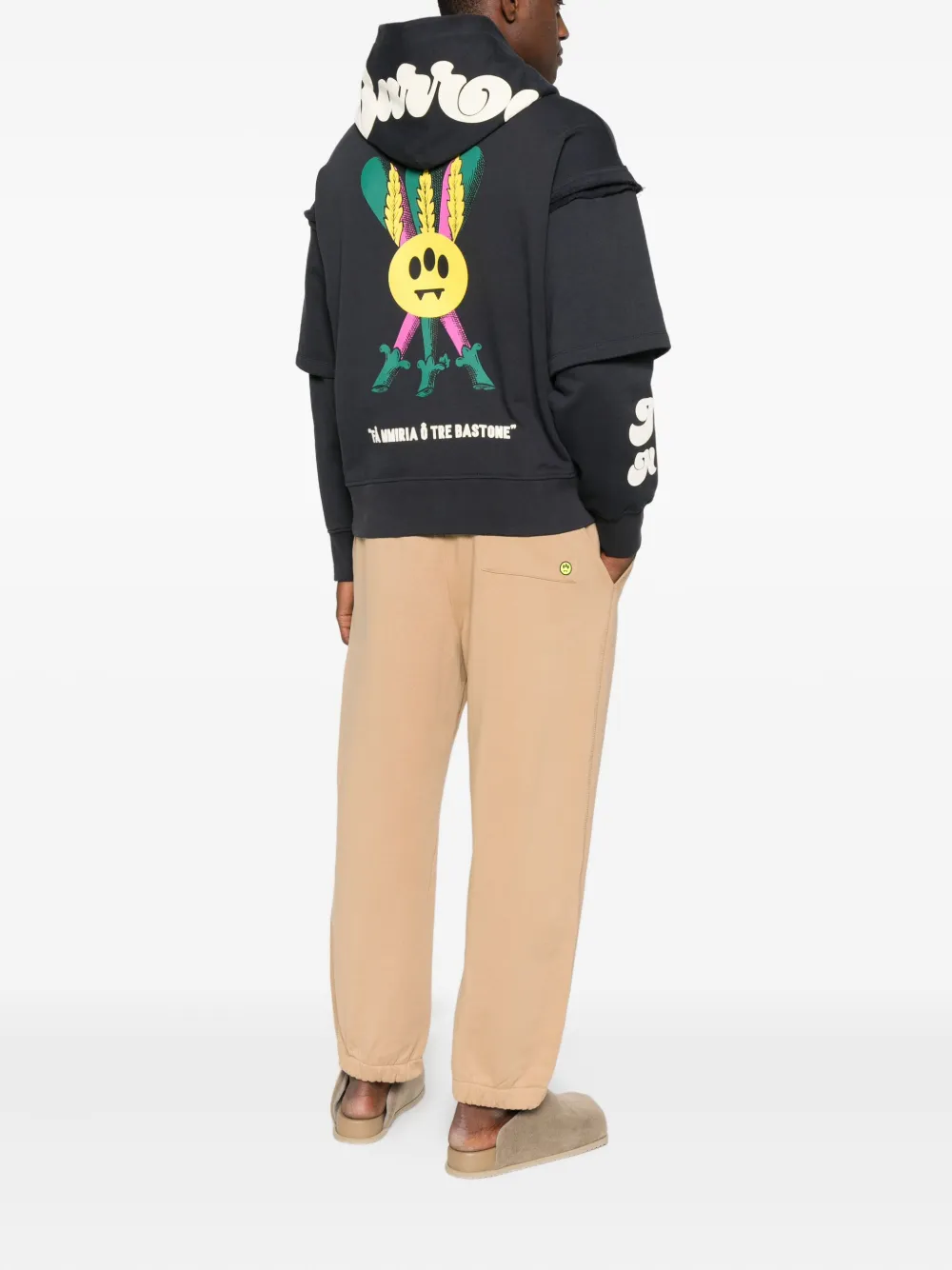 Barrow Layered Graphic-print Hoodie In Black