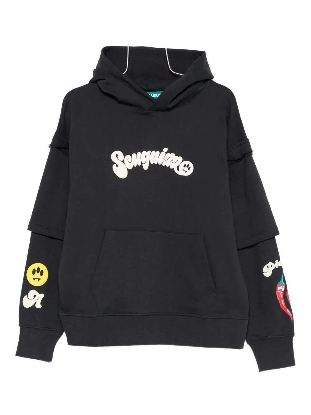 Barrow Layered Graphic-print Hoodie In Black