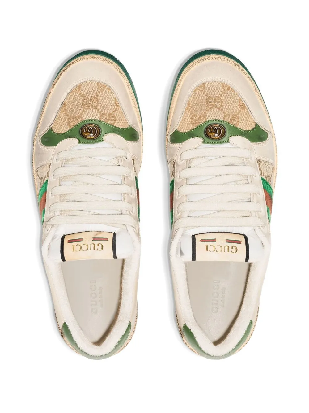 Gucci monogram-leather sneakers - Beige