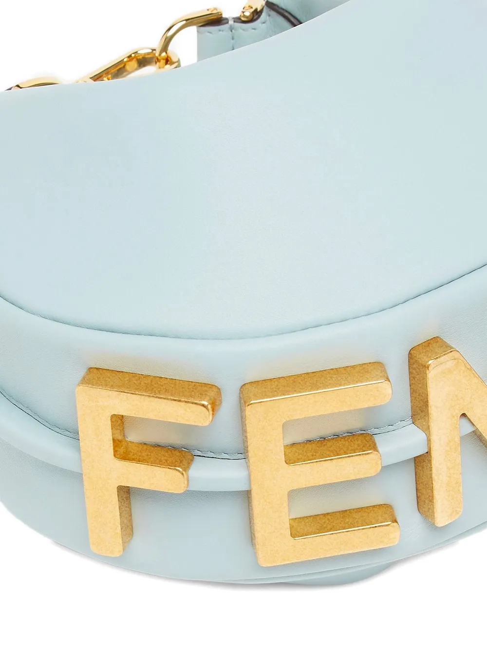 Fendi Graphy Mini Crescent Shoulder Bag In Blue