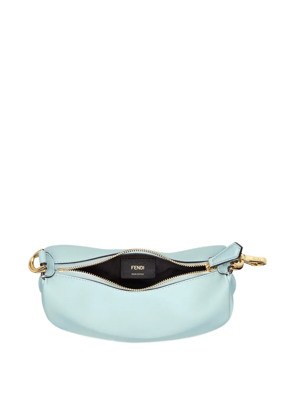 Fendi Graphy Mini Crescent Shoulder Bag In Blue