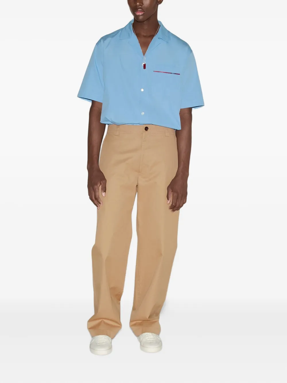 Gucci Web-striped cotton twill trousers - Beige
