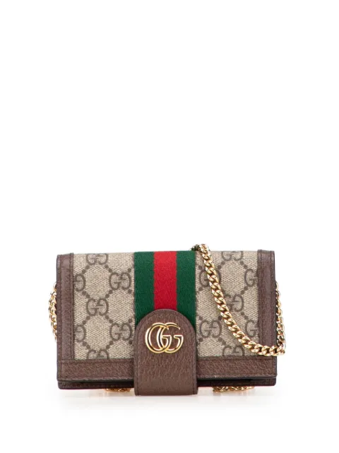Gucci Pre-Owned 2016-2025 GG Supreme Ophidia Iphone Case Wallet on Chain crossbody bag