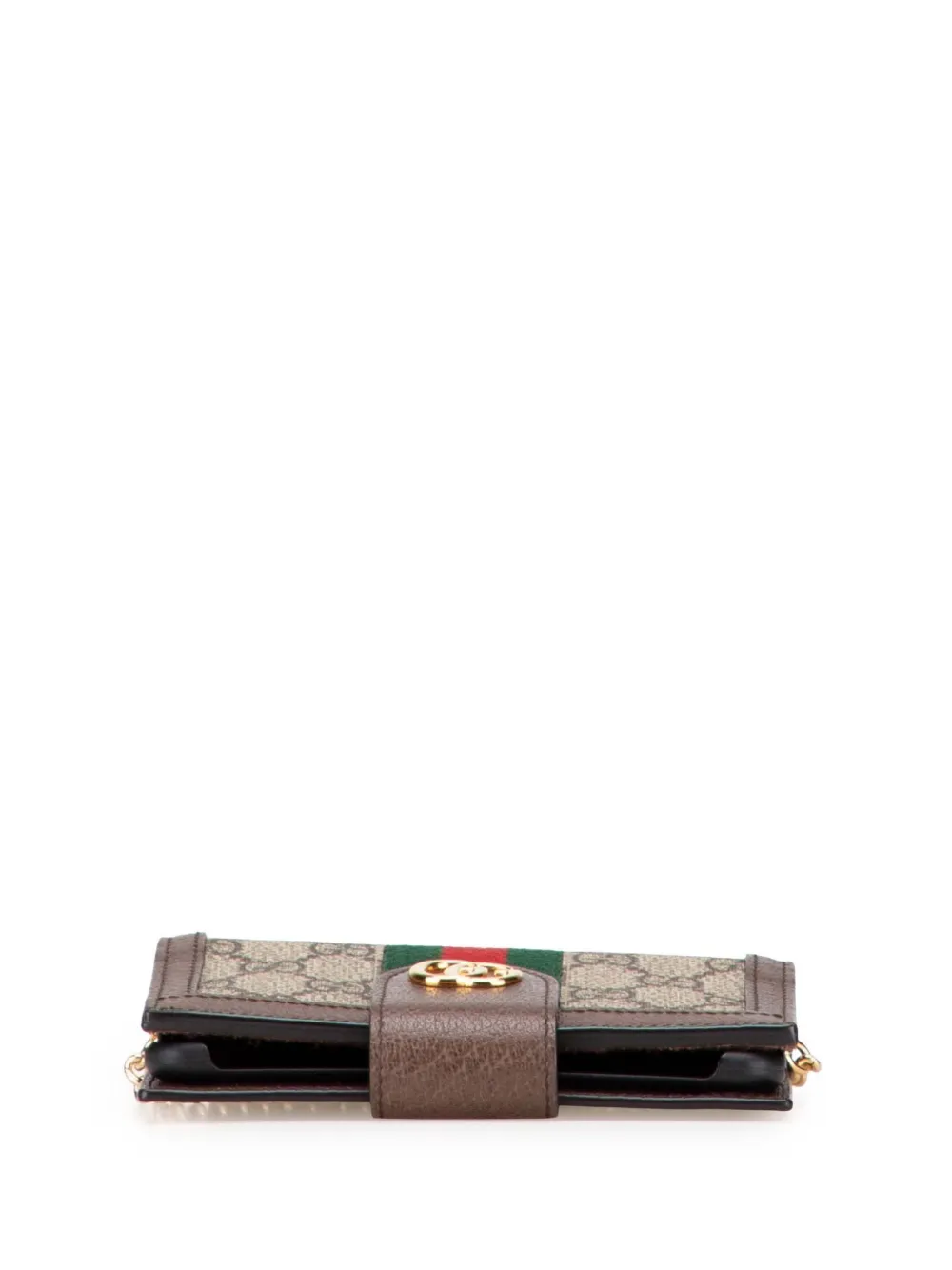 Pre-owned Gucci 2016-2025 Gg Supreme Ophidia Iphone Case Wallet On Chain Crossbody Bag In Brown