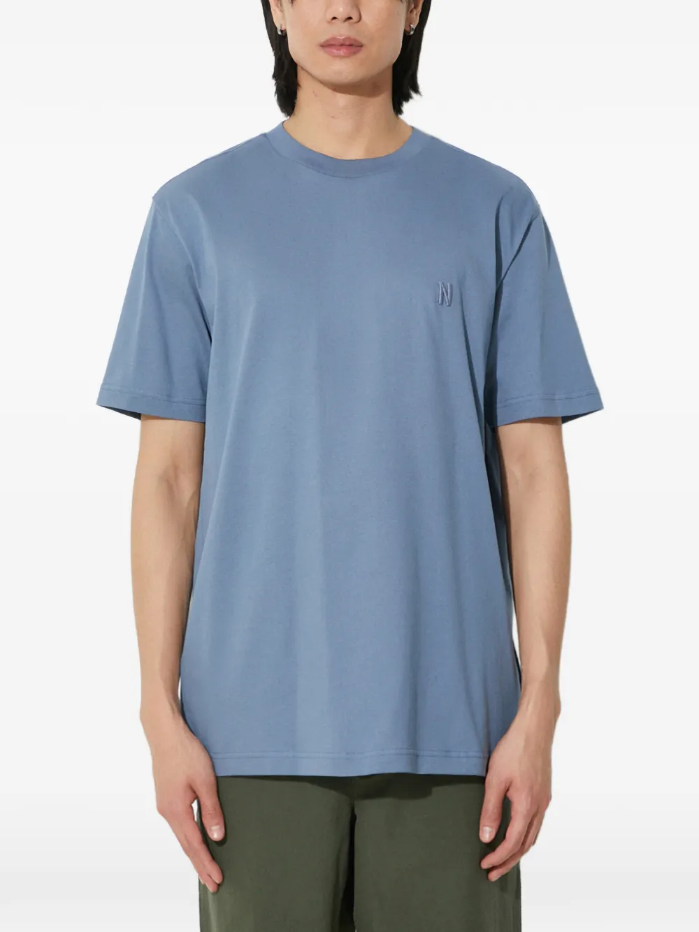 Norse Projects logo-embroidered short-sleeve T-shirt - Blu