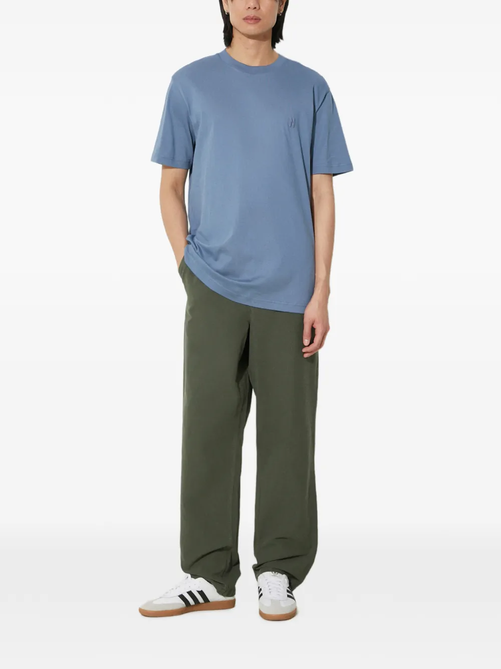 Norse Projects logo-embroidered short-sleeve T-shirt - Blauw