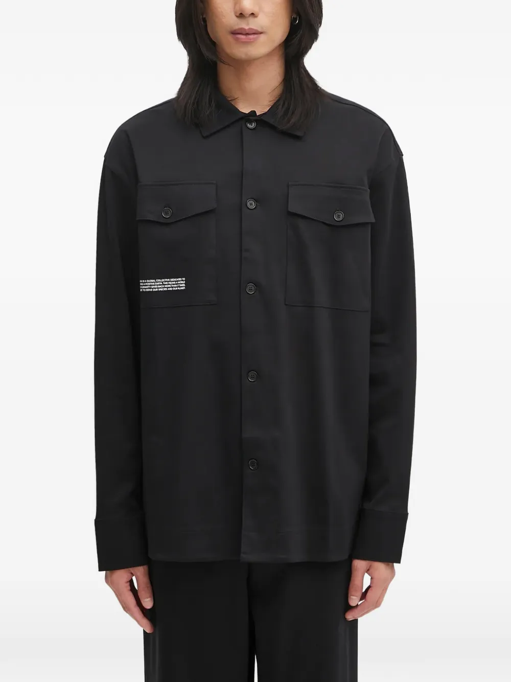 Pangaia chest-pocket button-up shirt - Black
