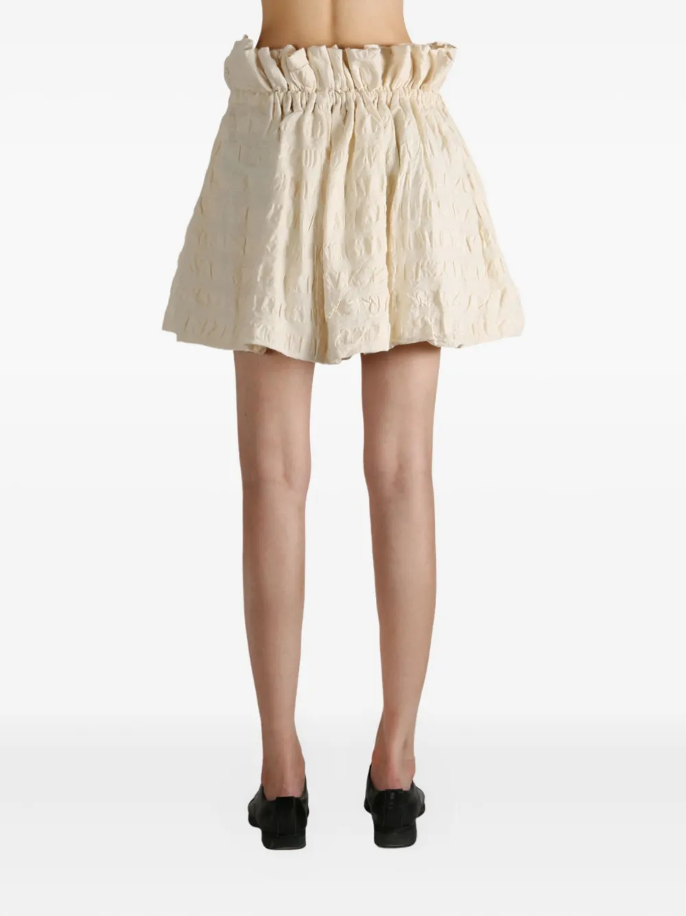 Elise Puff Paperbag-waist Miniskirt In Neutral