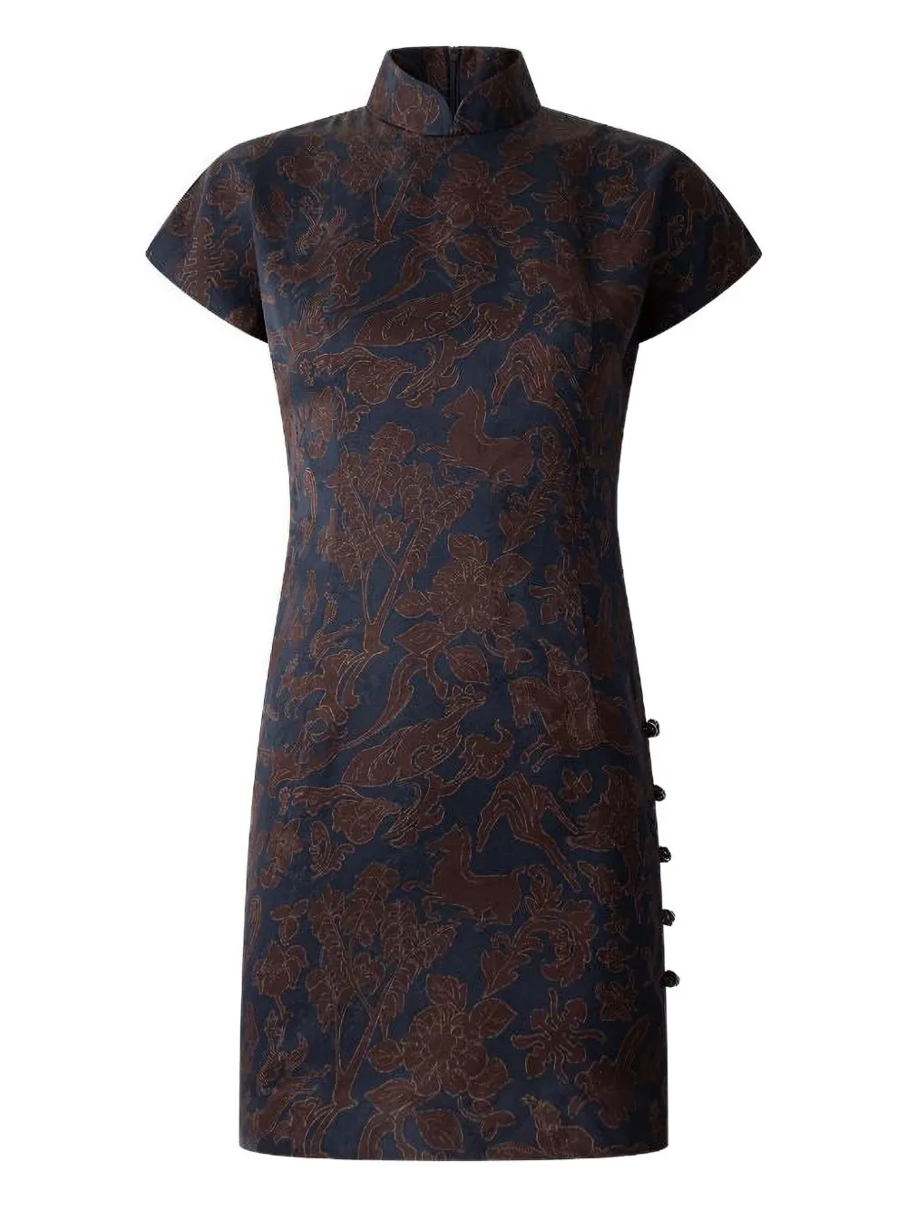 Shanghai Tang Qipao jacquard floral-print dress | Blue | Image 1