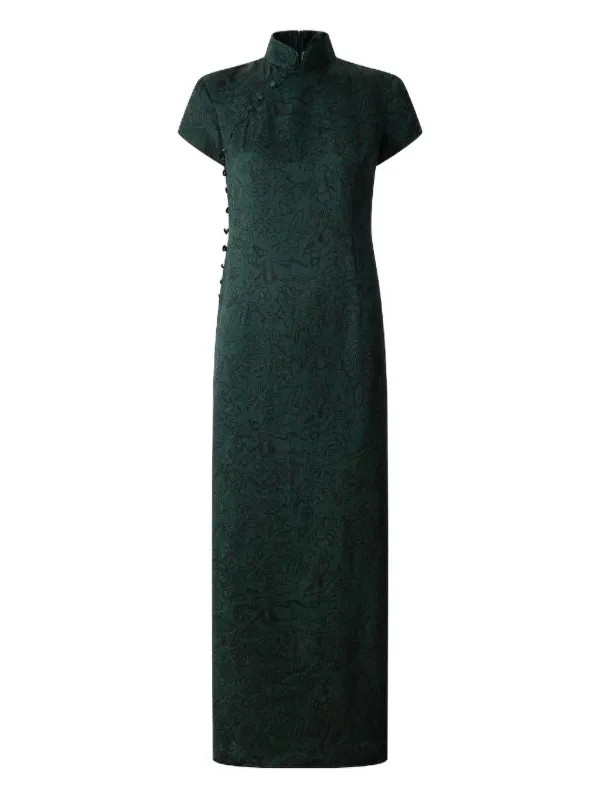 Shanghai Tang jacquard-pattern Maxi Dress | Green | FARFETCH
