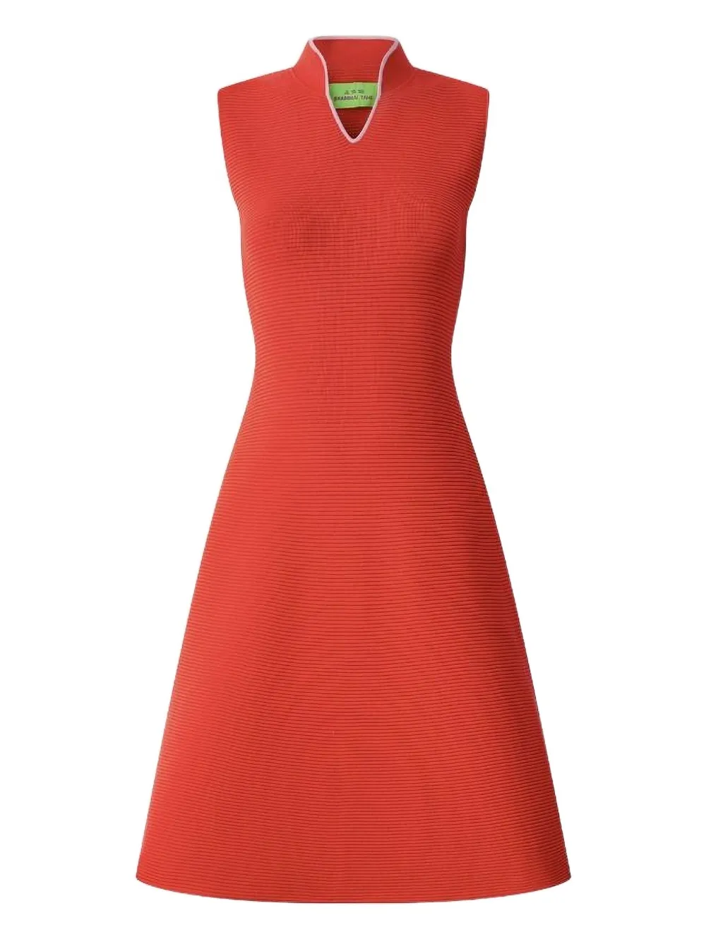 Shanghai Tang ribbed mandarin-collar midi dress | Red | Image 1