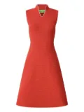 Shanghai Tang ribbed mandarin-collar midi dress - Red