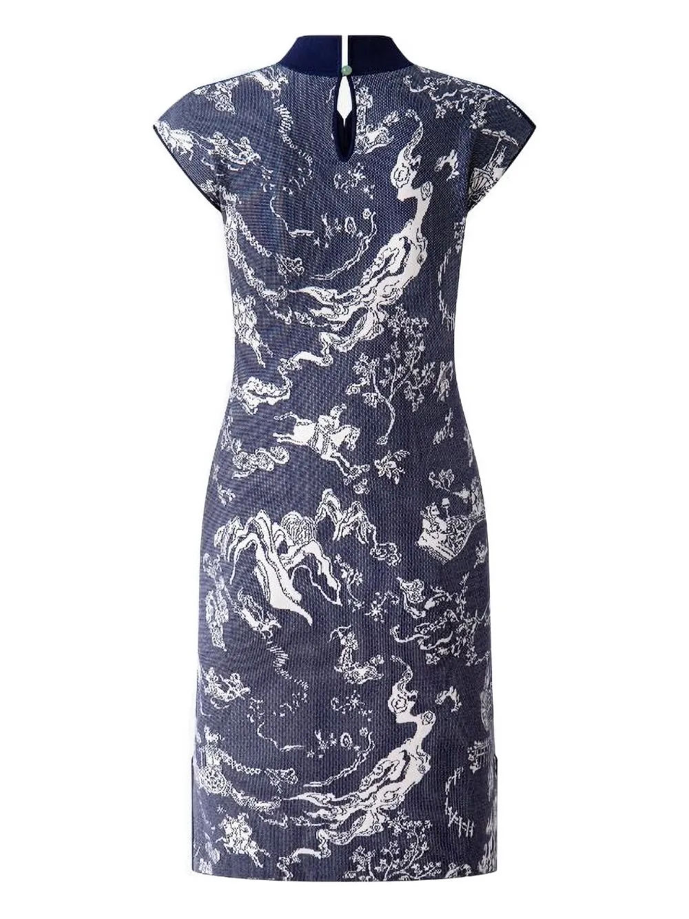 Shanghai Tang Jacquard-print Qipao Dress In Blue