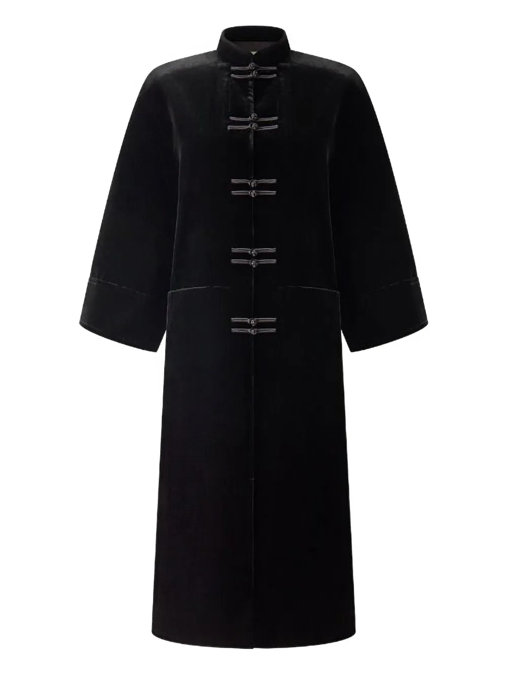 Shanghai Tang velvet-effect frog-fastening coat | Black | Image 1
