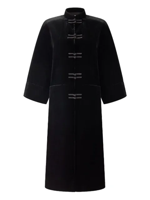 Shanghai Tang velvet-effect frog-fastening coat