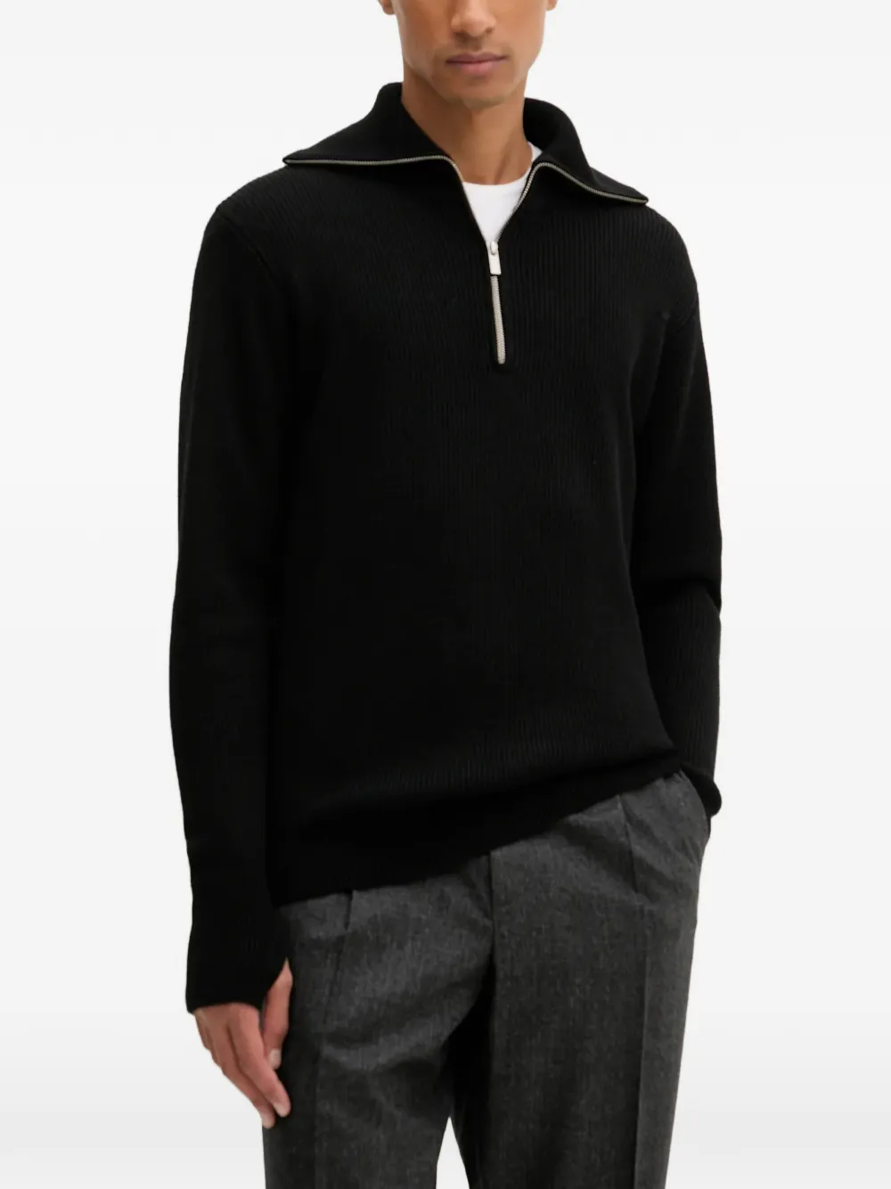 Barena half-zip ribbed sweater - Nero