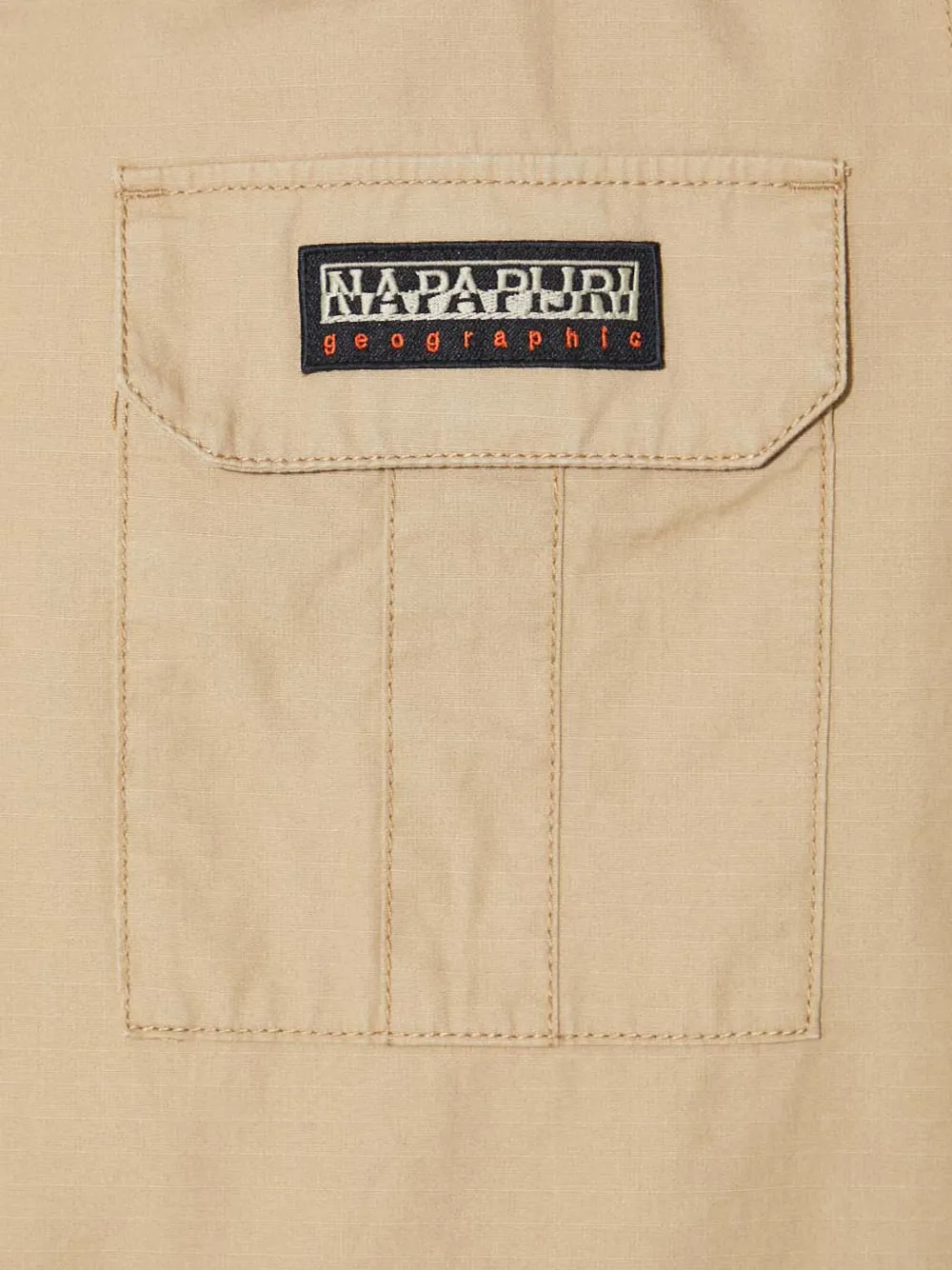 Napapijri Overhemd met korte mouwen en print op de rug Beige