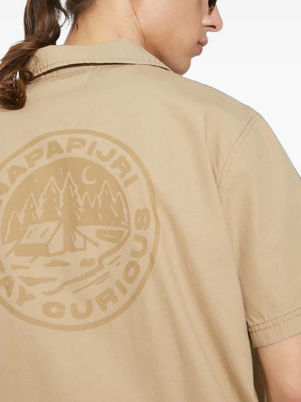 Napapijri Overhemd met korte mouwen en print op de rug Beige