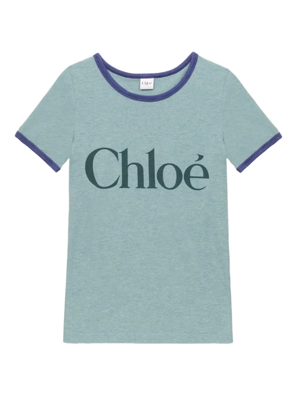 Chloé logo-print round-neck T-shirt | Blue | Image 1