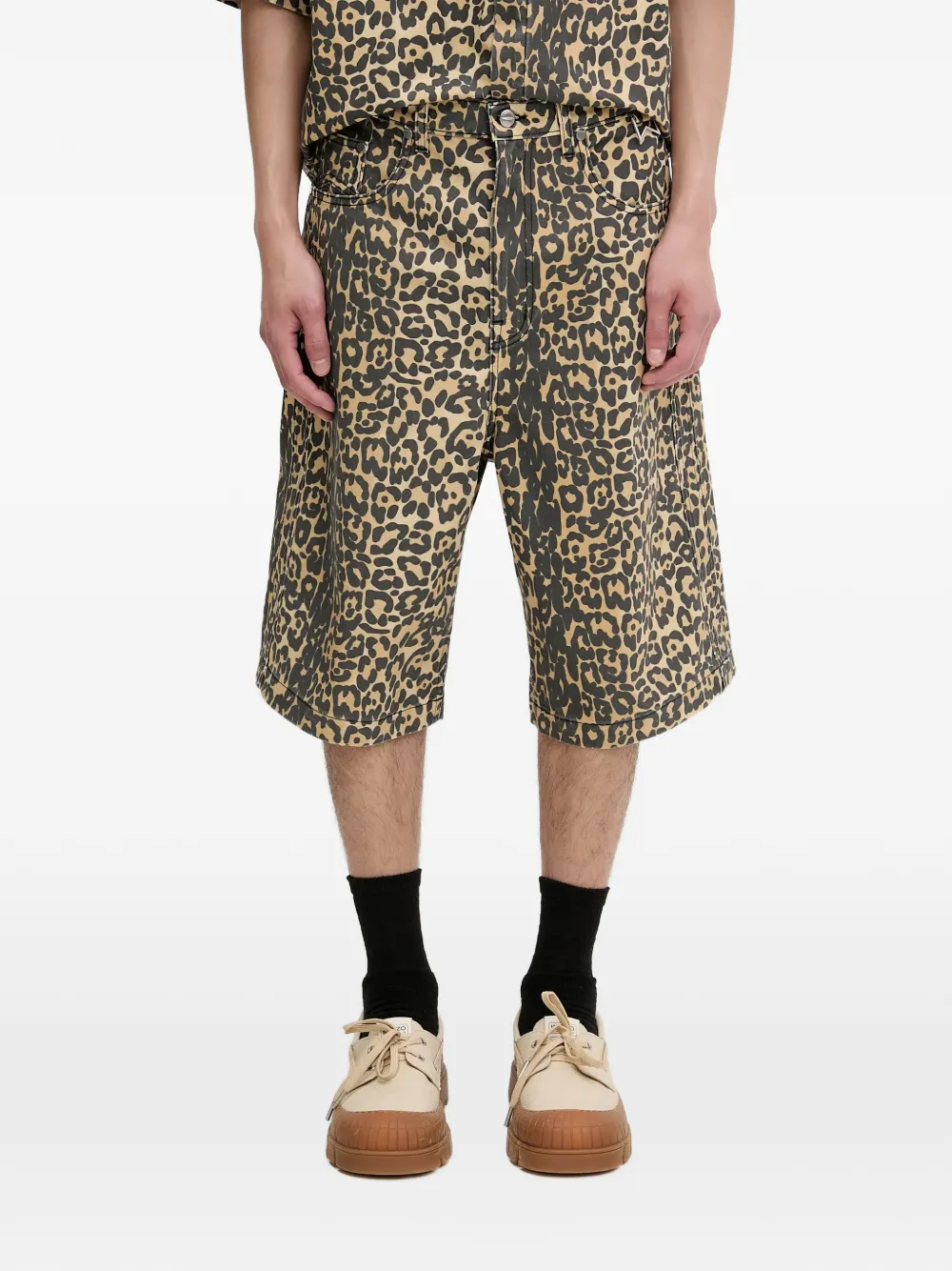RHUDE leopard-print shorts - Marrone
