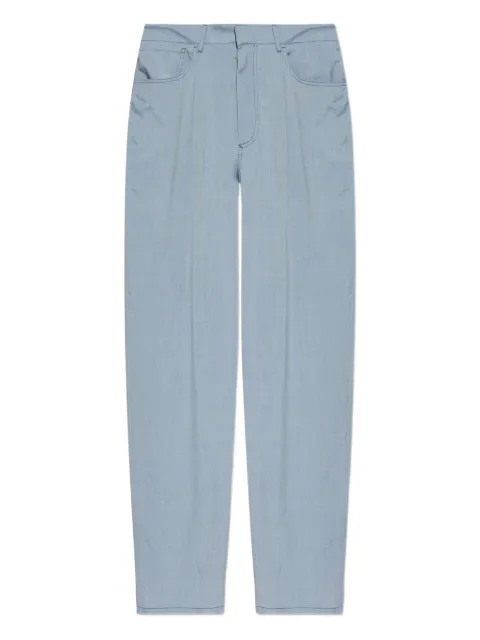 Giorgio Armani pleated denim-effect silk trousers