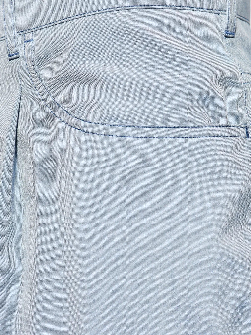 Giorgio Armani Zijden plooibroek met denim-effect Blauw