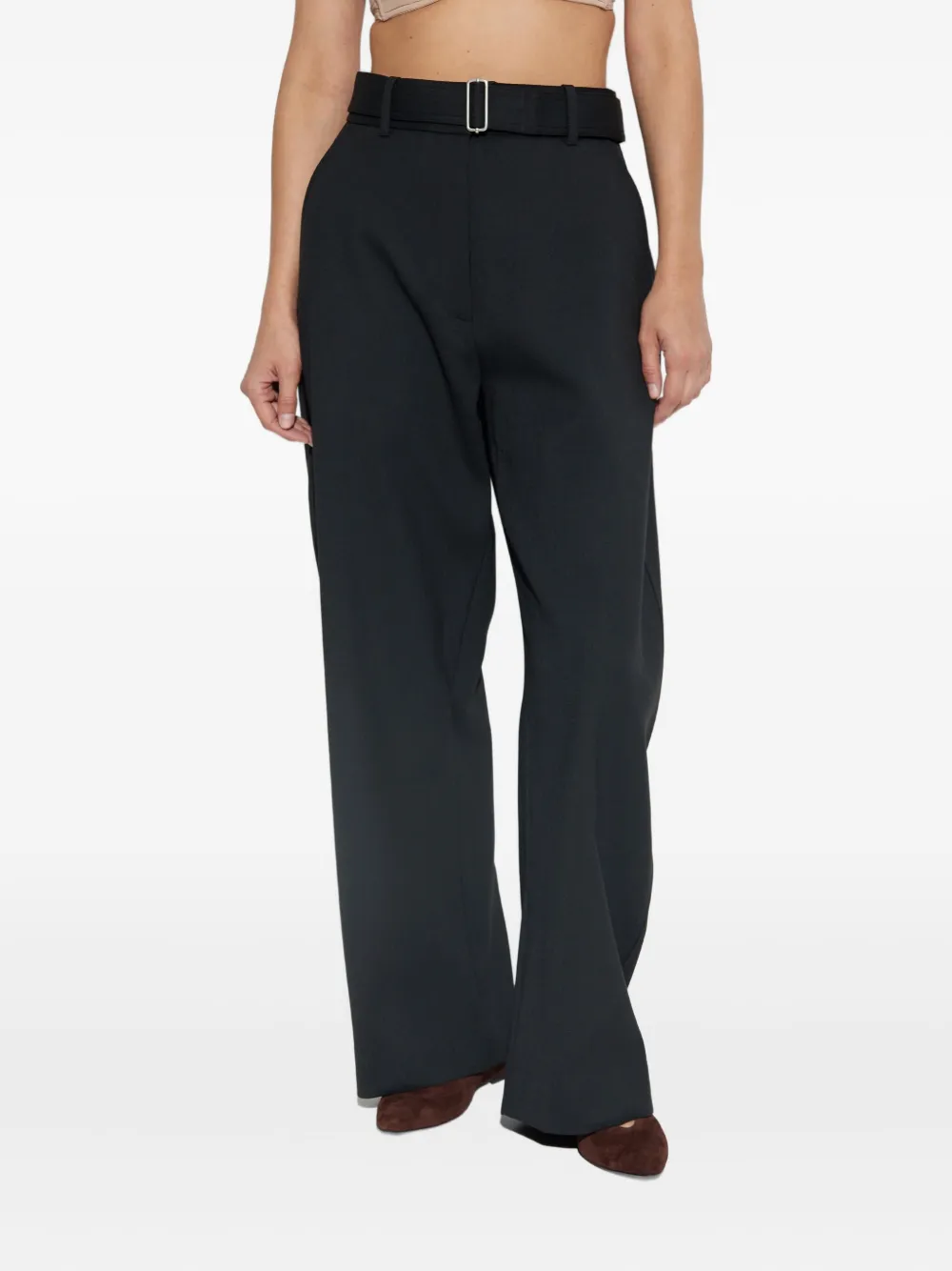 Studio Nicholson Contemporary Wide-leg Trousers Featuring Buckle In Black