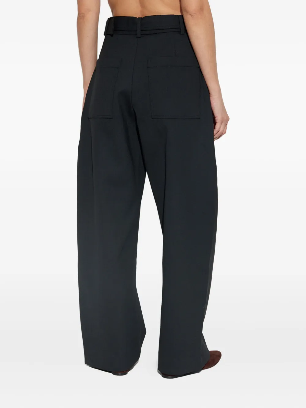 Studio Nicholson Contemporary Wide-leg Trousers Featuring Buckle In Black