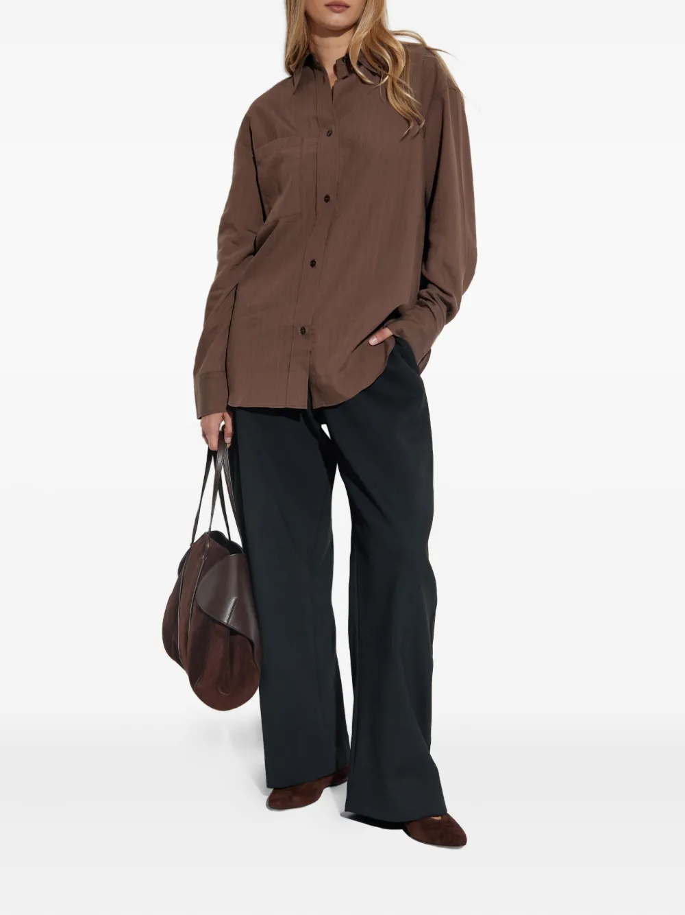 Studio Nicholson Leto gestreepte blouse - Bruin