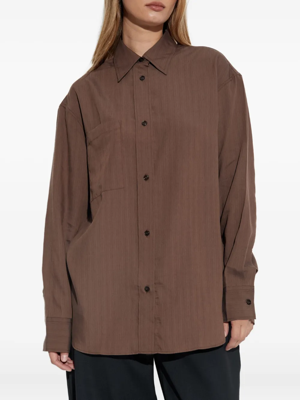 Studio Nicholson Leto gestreepte blouse Bruin