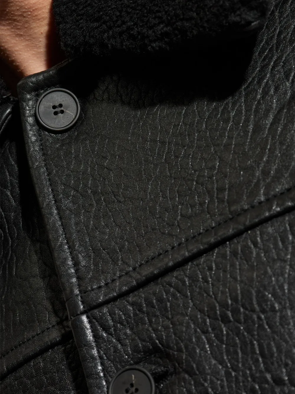 Studio Nicholson Textured-leather Jacket In Black