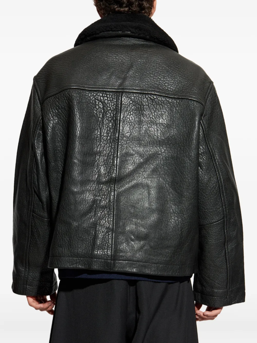 Studio Nicholson Textured-leather Jacket In Black