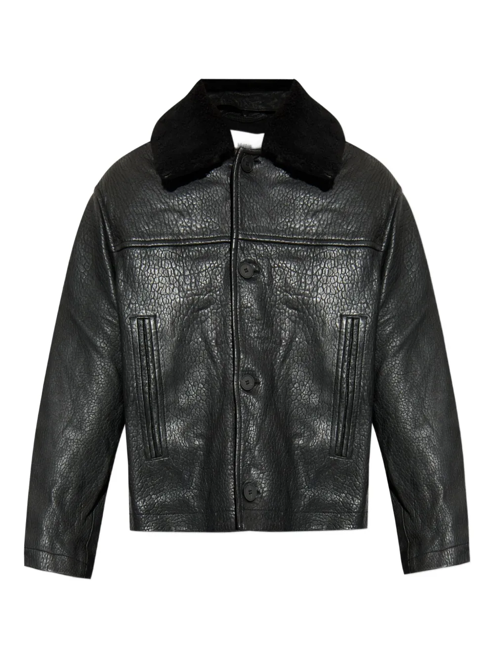 Studio Nicholson Textured-leather Jacket In Black
