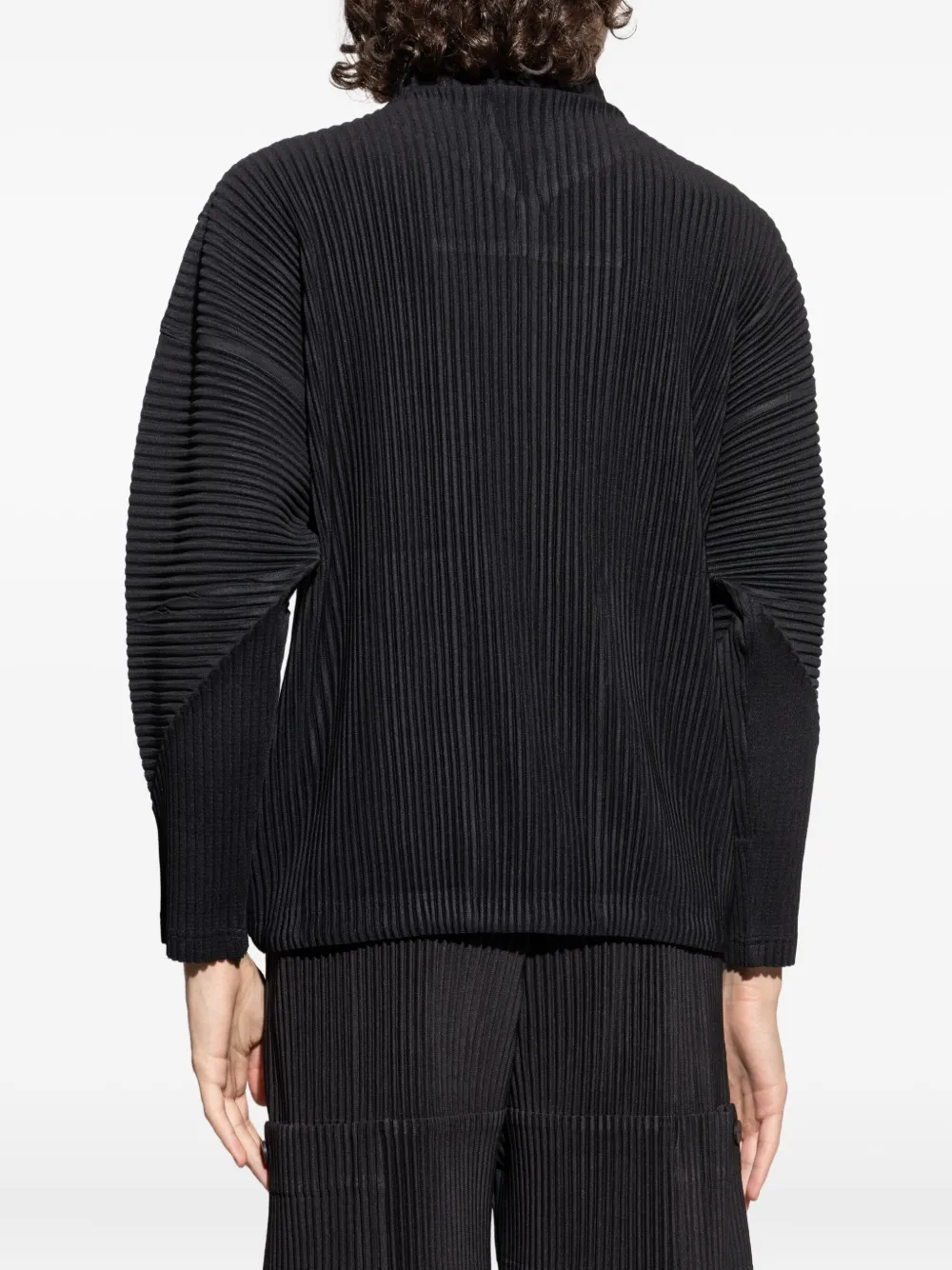 Issey Miyake Pleated Zip-fastening Jacket In Black