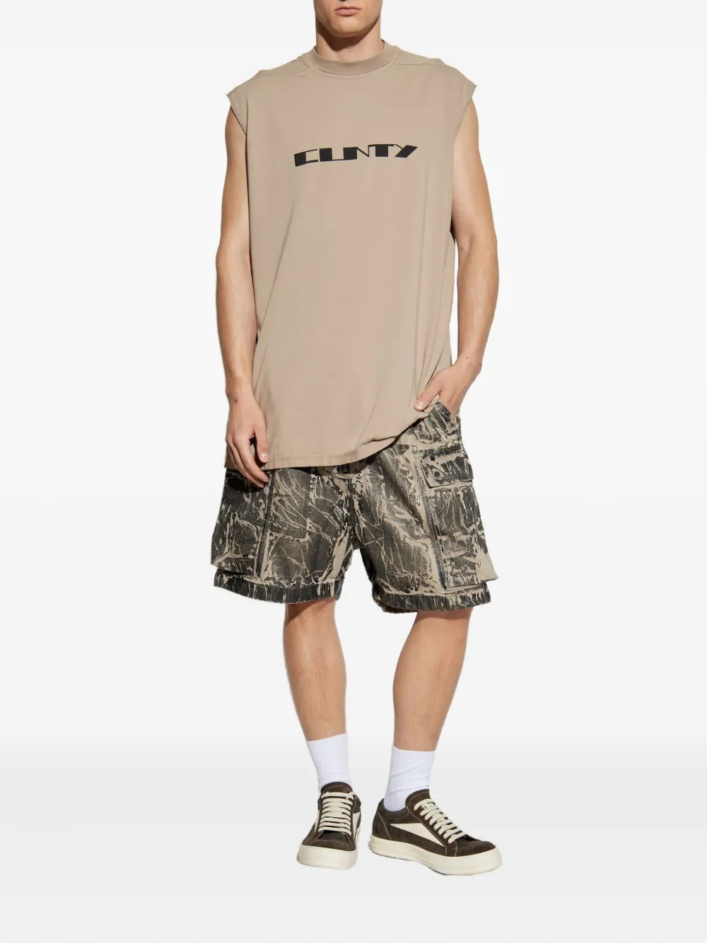 Rick Owens DRKSHDW graphic-print sleeveless tank top - Beige