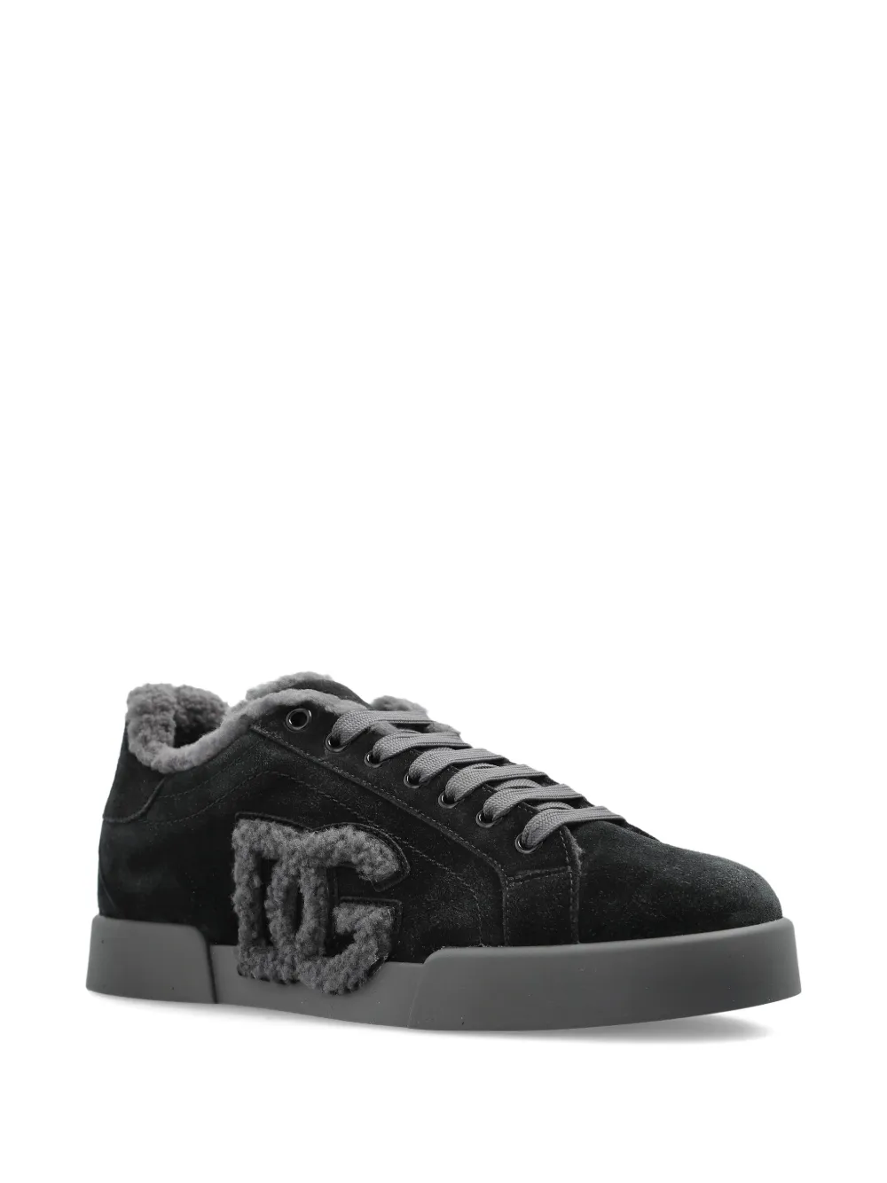 Dolce & Gabbana logo-detail suede trainers - Zwart