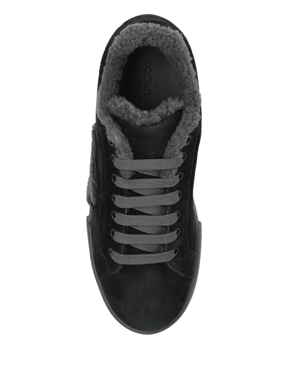 Dolce & Gabbana Logo-detail Suede Trainers In Black