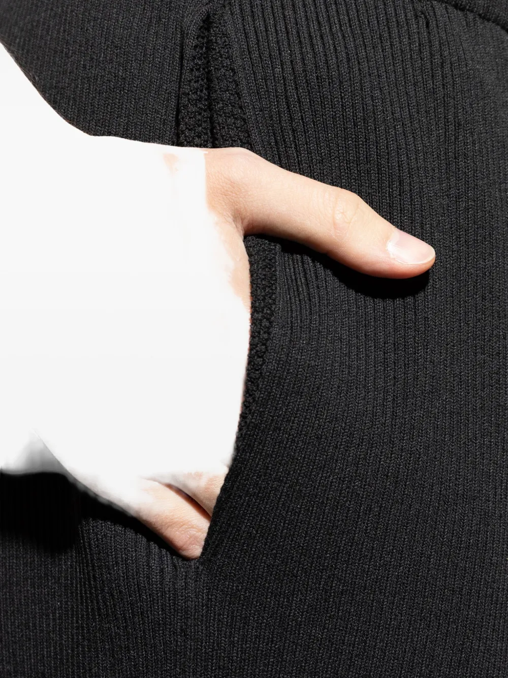 Issey Miyake Ribbed Frayed Trousers In Black