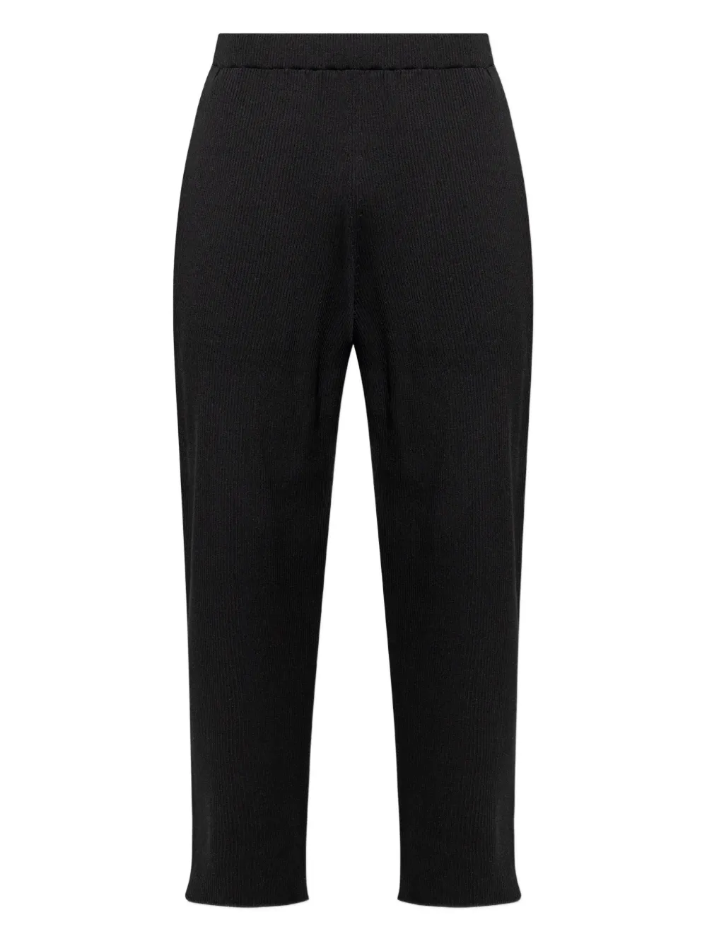 Issey Miyake Ribbed Frayed Trousers In Black