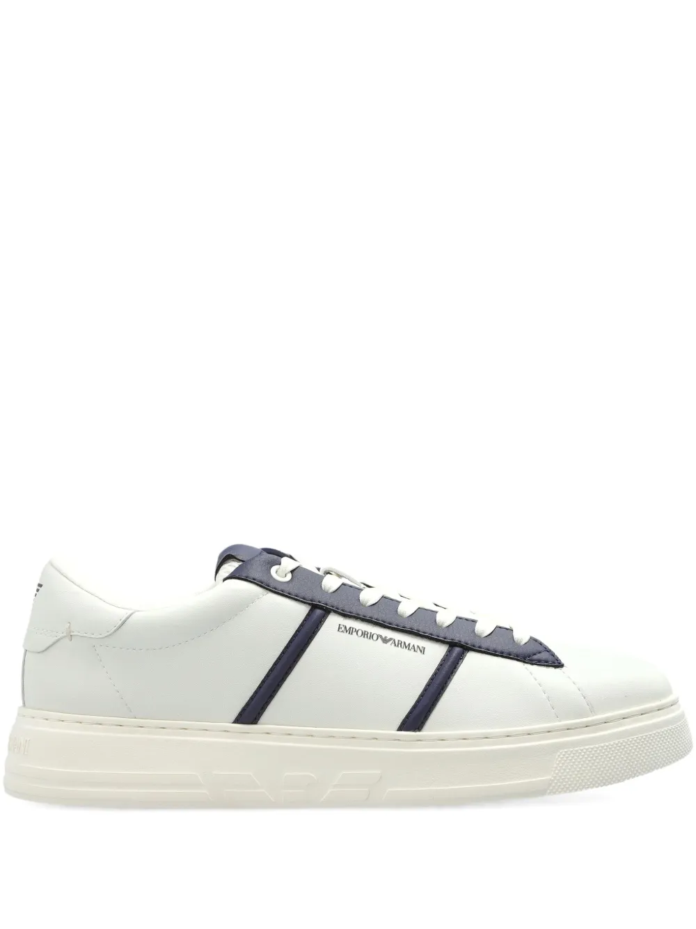 Emporio Armani leather panelled sneakers White