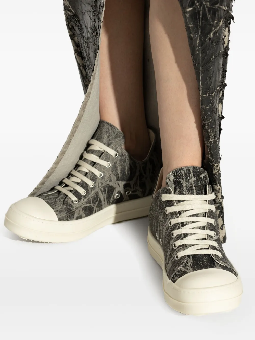 Rick Owens Drkshdw Ow Sneaks Lace-up Printed Sneakers In Gray